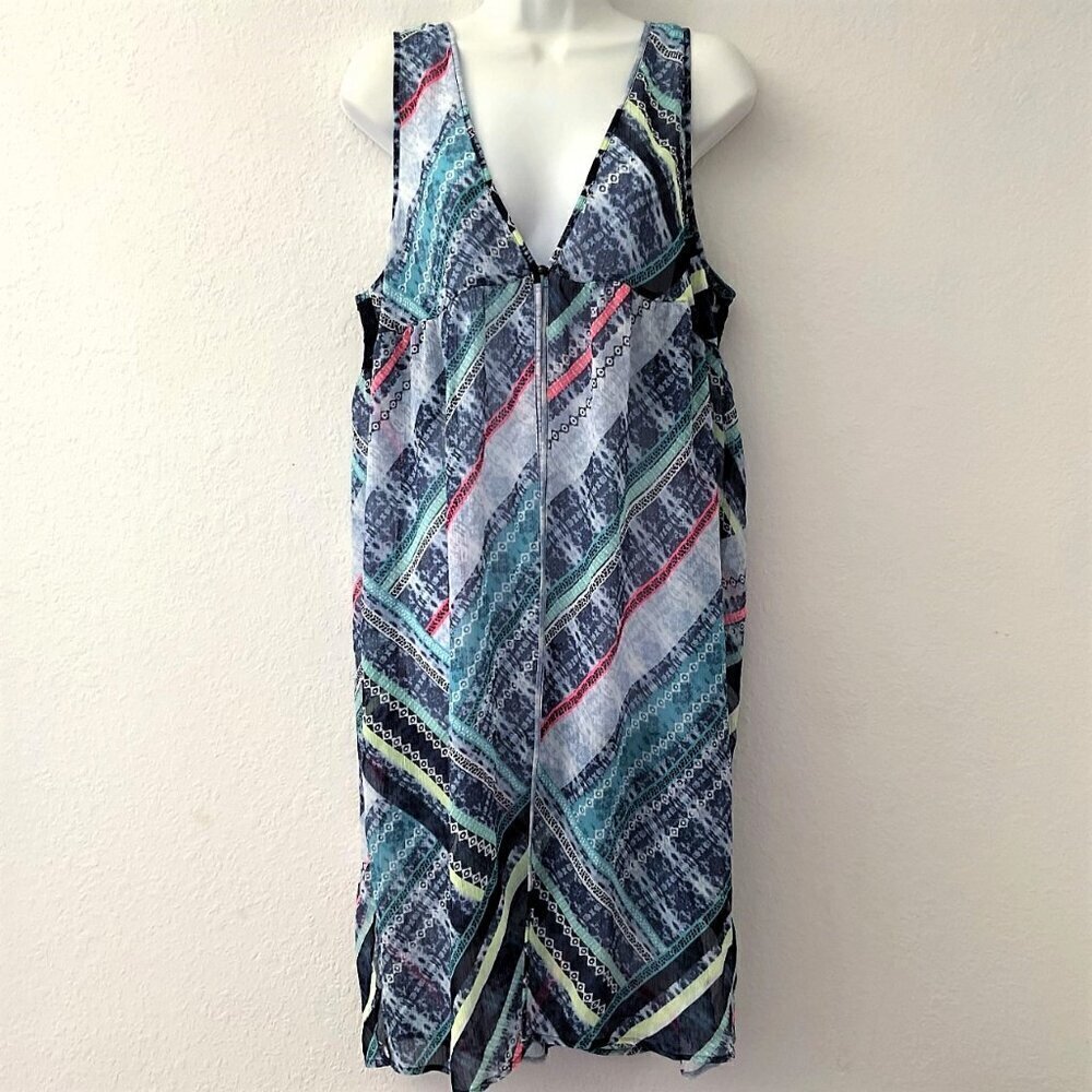 Maurices Blue Boho Sheer Lace Long Vest Cardigan Swim Coverup S/M Like New